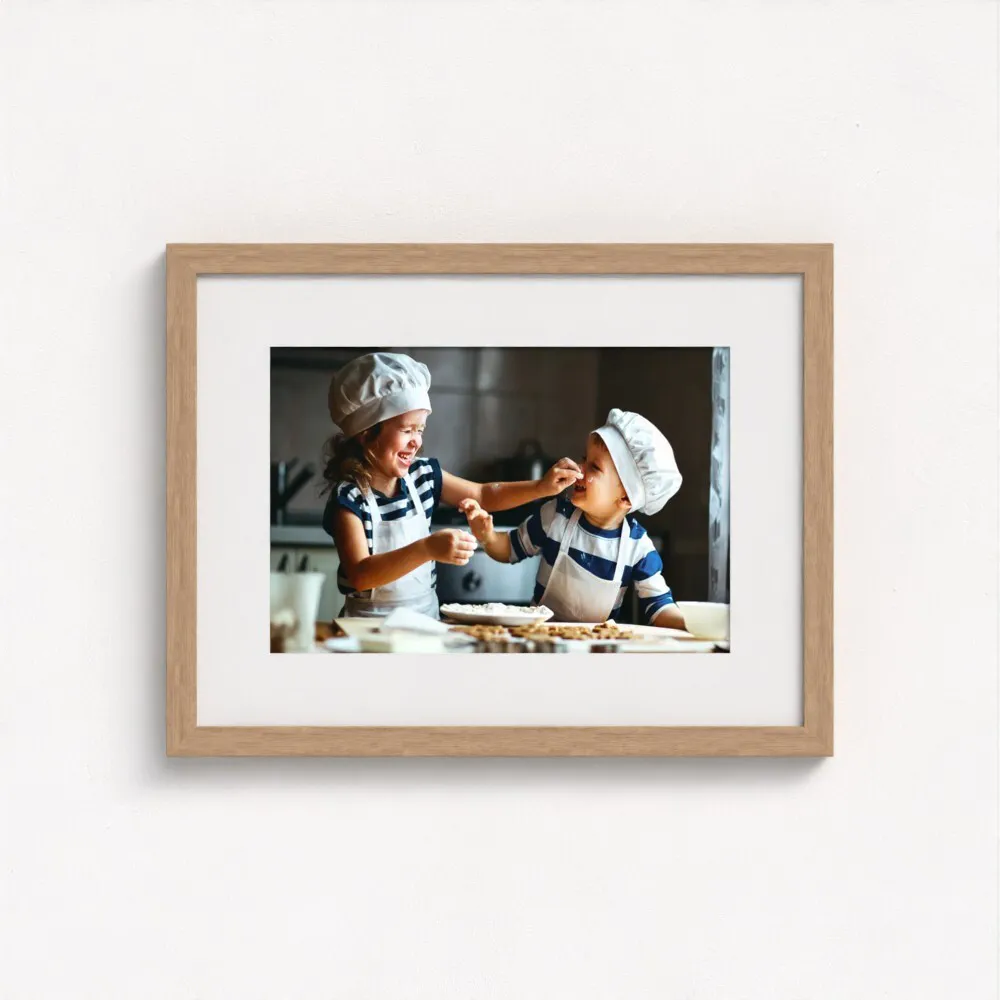 Example of natural framed print mockup, face-on view