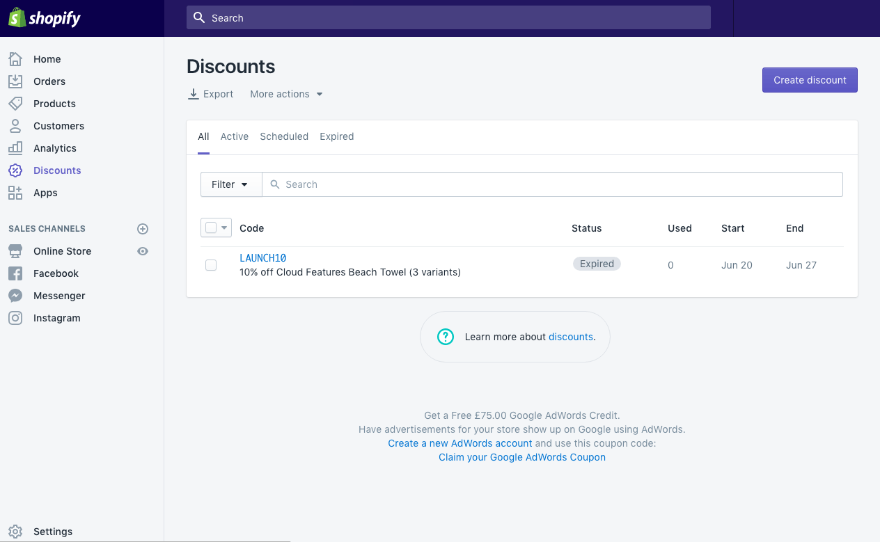 Shopify discounts