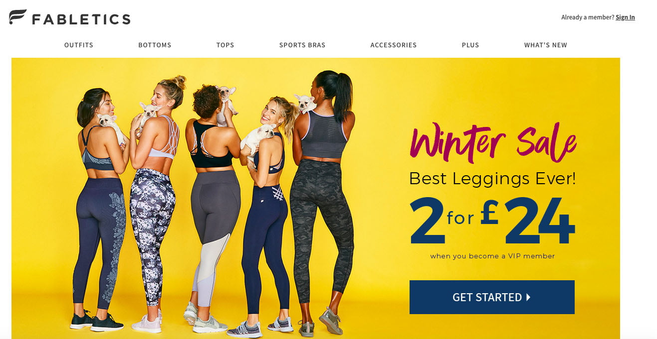 Fabletics homepage