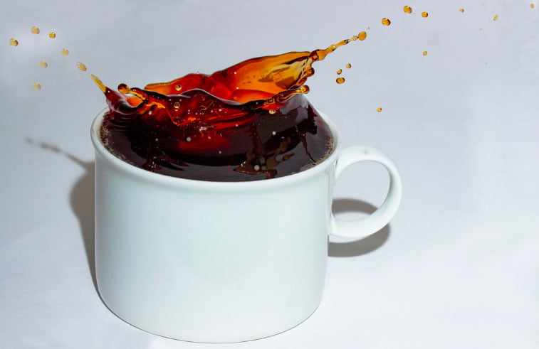 A splash in a coffee cup