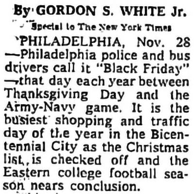 One of the first mentions of 'Black Friday'