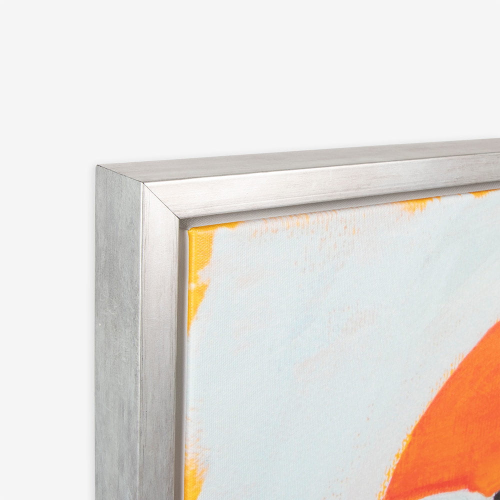 Silver framed canvas corner detail