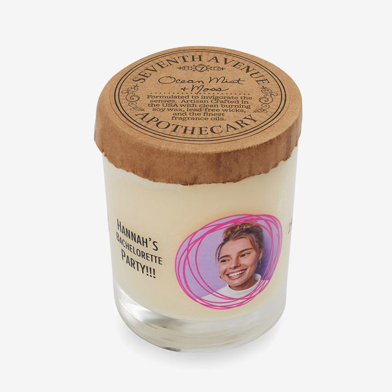 Candle with custom-printed label