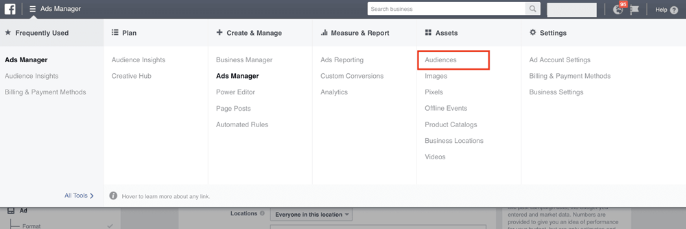 Facebook geo audience settings