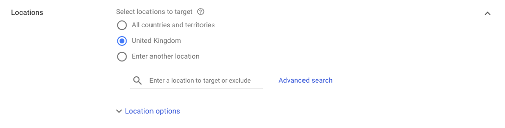 Locations in Google Campaigns
