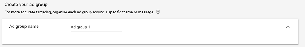 Creating an ad group in Google Adwords