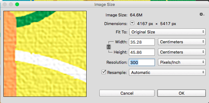 Changing resolution in Photoshop