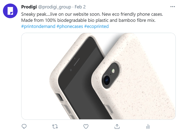 Eco phone case post on Twitter