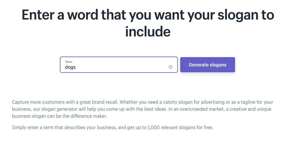 Shopify’s Free slogan maker additional phrases