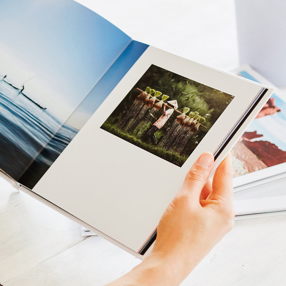 Hardcover photo book holding