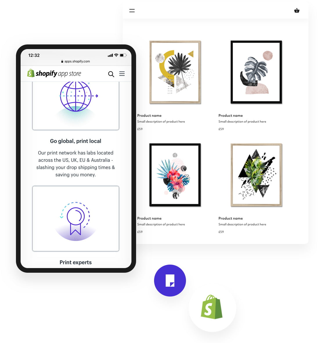 Shopify App mit denselben Bildern von Kunstdrucken